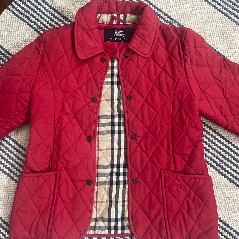 Burberry red quilted jacket